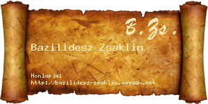 Bazilidesz Zsaklin névjegykártya